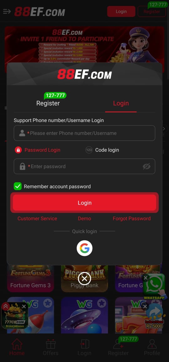 88EF Login - Register your 88EF Account