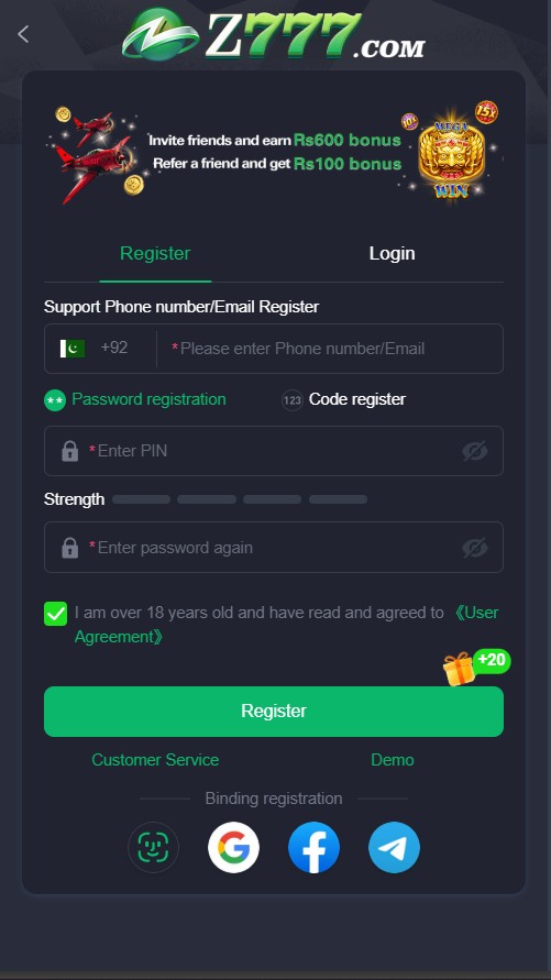 Z777 Game Register