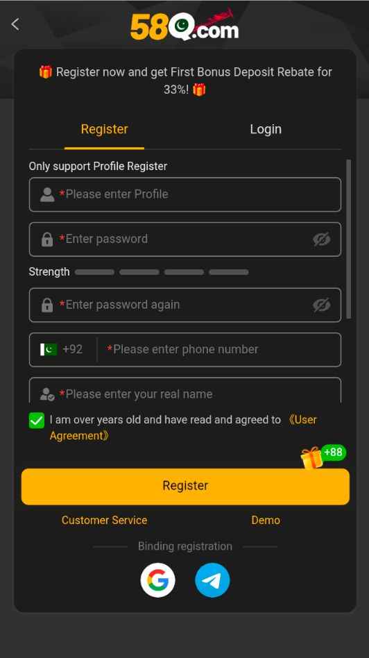 58Q Login & Register